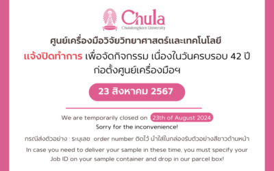 ปิดทำการในวันที่ 23 สิงหาคม 2567